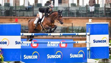 Tiffany Foster and Brighton win the Suncor Winning Round on day three of the Spruce Meadows 'Masters'