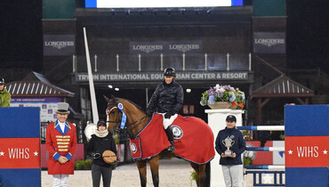Todd Minikus and Amex Z win the $72,900 Welcome Stake at Washington International Horse Show