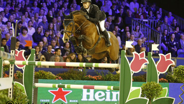 Willem Greve gives his all to win the Grand Prix at Jumping Amsterdam