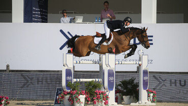 Harry Charles and Stardust with Thursday's biggest win at Hubside Jumping
