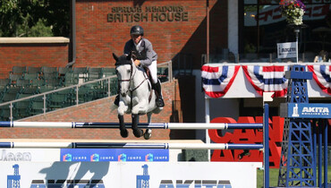Matthew Sampson and Ebolensky win the AKITA Drilling Winning Round at Spruce Meadows