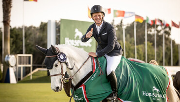 Matthew Sampson and Ebolensky win the CSI4* 1.55m Horseware Big Tour Grand Prix at the Sunshine Tour