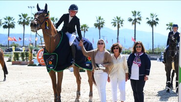 Nadja Peter Steiner and Chaplin Cece win the CSI2* 1.45m Grand Prix presented by Dammann Reitplatz- u. Sportplatzbau GmbH at Spring MET IV 2023