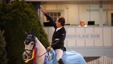 Roberto Teran Tafur and BP Wakita win the $145,100 CSI4* Idle Dice Open Stake at Devon Horse Show