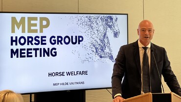 IJRC vice president François Mathy Jr. addresses European Parliament’s Horse Group on welfare standards