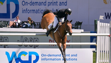 Matthew Sampson and Elisa BJX victorious in the West Canadian Cup, presented by WCD, at Spruce Meadows