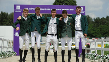 The medallists at the FEI Jumping European Championships for Young Riders, Juniors and Children 2023