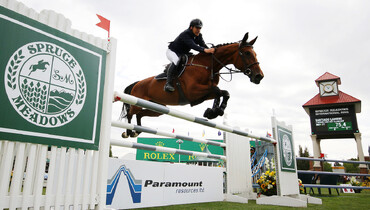 Santiago Lambre and J'Adore van het Klinkhof top the Paramount Resource CSI2* Grand Prix at the Spruce Meadows 'Masters'