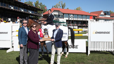 Conor Swail and Gamble take the top honours in the CSIO5* 1.50m Enbridge Cup at the Spruce Meadows 'Masters' 2023