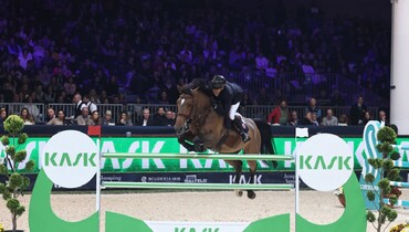 Simon Delestre and Olga van de Kruishoeve with Friday's biggest win in Verona