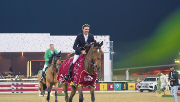 Simon Delestre and Olga van de Kruishoeve win Thursday's CSI4* 1.50m at the Doha Tour