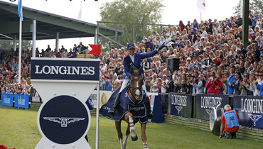 The winners of The Longines Falsterbo Grand Prix: Janika Sprunger and Bonne Chance CW