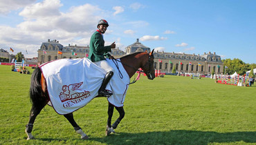 Morocco's Abdelkebir Ouaddar gallops to the win in the opening day of Chantilly