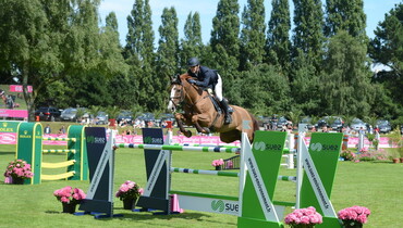 Billy Twomey and Tinka’s Serenade on the top of the podium in Dinard