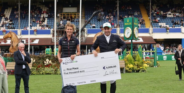 Virginie Casterman winner of the inaugural Karlswood International Grooms' Awards at RDS Dublin Horse Show 2024