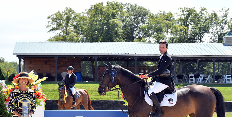 Simon McCarthy and Gotcha get the win in the $40,000 Go Rentals CSI4* Winning Round during HITS Hudson Valley Championship week
