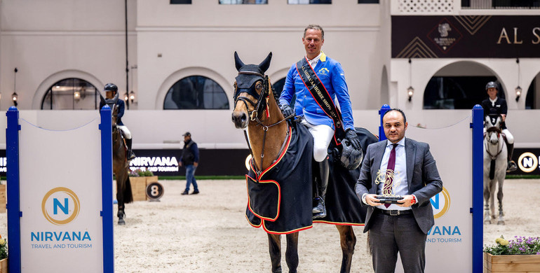 Top honours for Christian Ahlmann in the CSI3* Nirvana Travel & Tourism 1.45m speed class at Abu Dhabi Equestrian Club