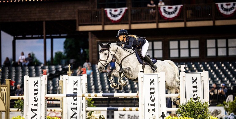Kristen VanderVeen and Bull Run’s Celestial jump to victory in the $70,000 Main Street Insurance Grand Prix CSI2*