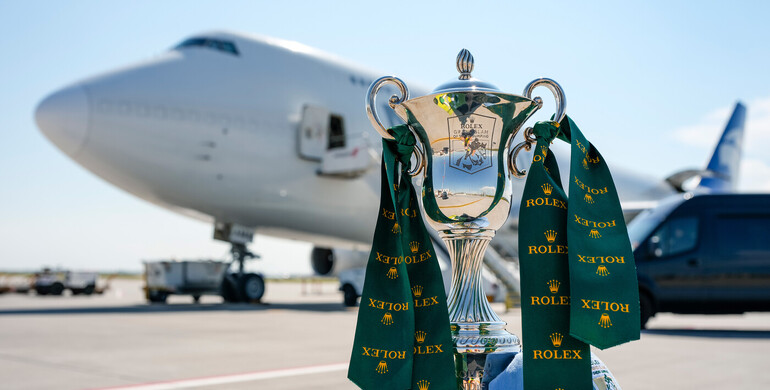 First of two Boeing 747s carrying 51 horses arrives in Calgary for the 50th Anniversary Spruce Meadows 'Masters'