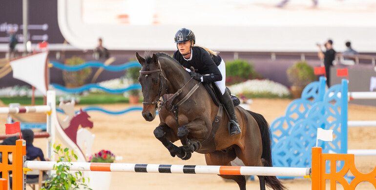 Kristen Vanderveen and Bull Run’s Jireh with Friday’s biggest win in Doha