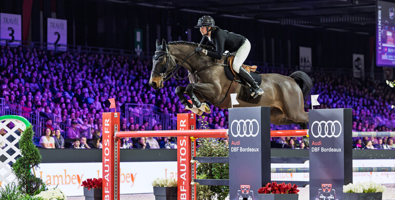 Martin Fuchs and Conner Jei race to win the CSI5*-W 1.60m Audi Grand Prix in Bordeaux
