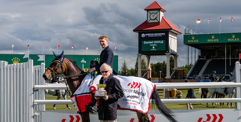 Daniel Coyle & Farrel win the Recon Metal Cup 1.55m at the Spruce Meadows 'National', presented by Rolex
