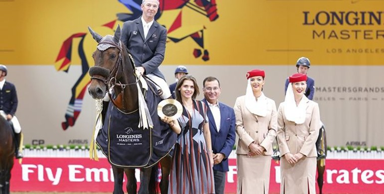 Patrice Delaveau and Lacrimoso 3 HDC win Prix Emirates at Longines Masters LA
