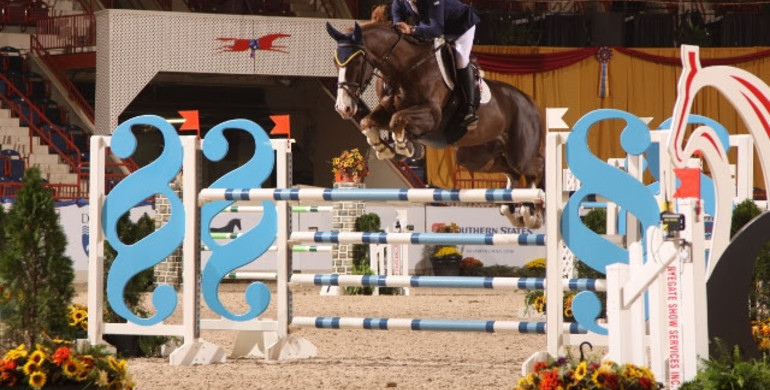 Conor Swail and Simba de la Roque dashed to victory in Dash for Cash Open Jumper Class at Pennsylvania National Horse Show