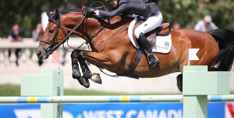 Lucy Deslauriers takes the biggest win of the day at Spruce Meadows