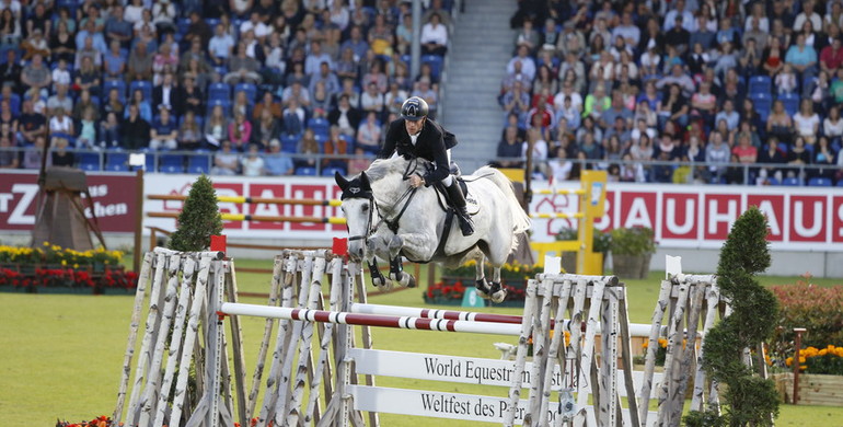 Marcus Ehning and Calanda stay 0.04 seconds ahead of Bertram Allen in Sparkassen Youngster Cup Final