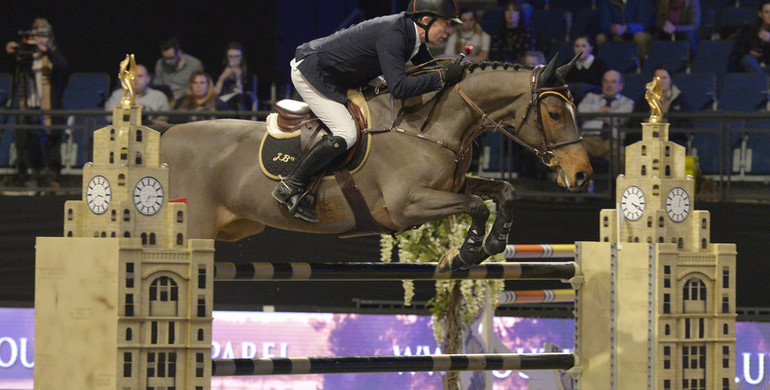 Michael  Whitaker with Sunday's biggest win at Liverpool International Horse Show