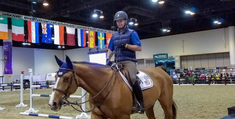 Jumpers warm-up for Longines FEI World Cup Final in Omaha