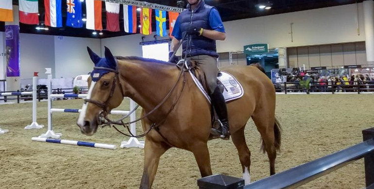 Jumpers warm-up for Longines FEI World Cup Final in Omaha