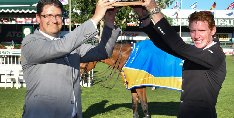 Daniel Coyle arrives to fortune in the ATCO Energy Cup at Spruce Meadows