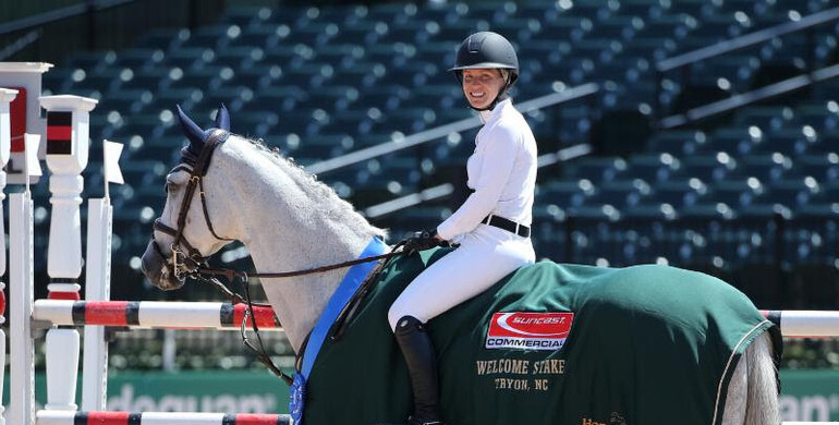 Amanda Derbyshire and Lady Maria BH best 1.45m Suncast® Commercial Welcome Stake