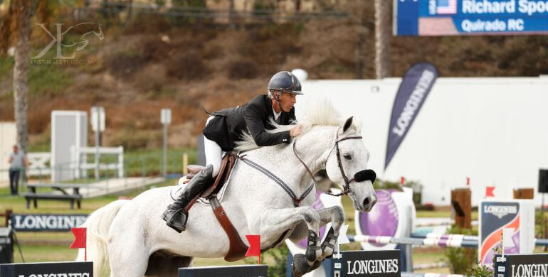 Richard Spooner and Quirado race to the finish of the $36,500 Del Mar 1.45m class