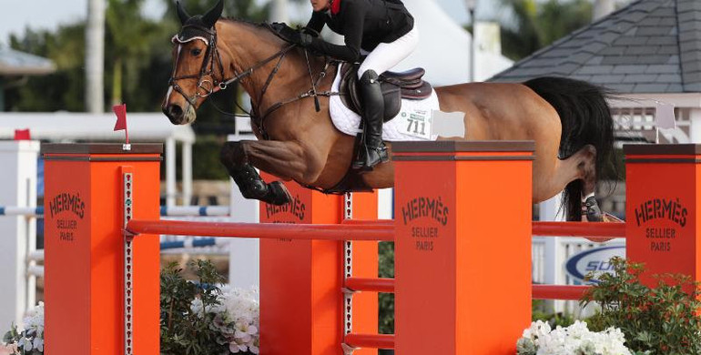 Lacey Gilbertson gallops to victory in $25,000 Hermès Under 25 Grand Prix at the 2018 Winter Equestrian Festival
