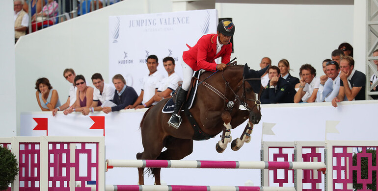 Carlos Lopez with Friday's biggest win at Jumping International de Valence