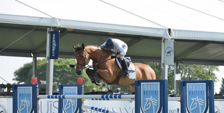 Molly Ashe-Cawley and Cassandra beat the heat in the Palm Beach Masters Open Jumper class at the Hampton Classic
