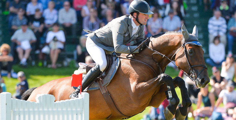 The Canadian and German flag to the top at the Spruce Meadows Masters