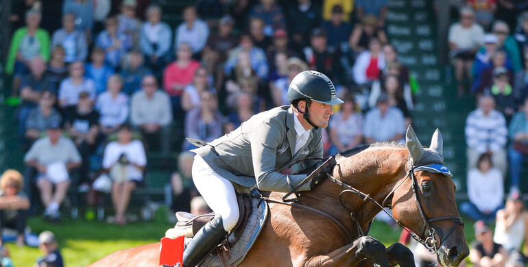 The Canadian and German flag to the top at the Spruce Meadows Masters