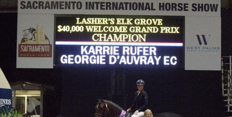 Karrie Rufer and Georgie D'Auvray EC take the blue at Sacramento International $40,000 FEI Welcome Grand Prix sponsored by Lasher's Elk Grove Dodge Ram