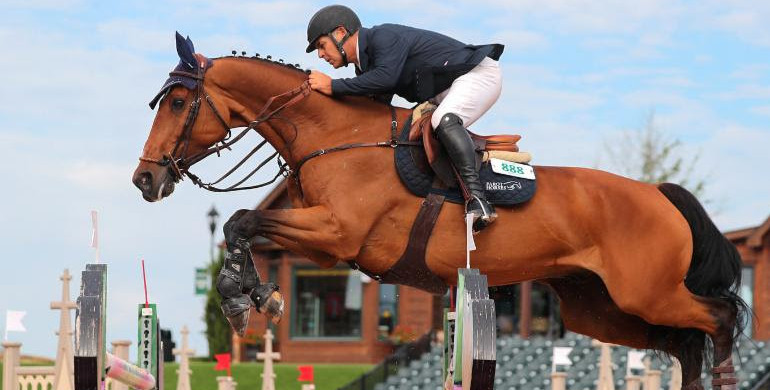 Samuel Parot wins again in the Horseware Ireland Welcome Stake at TIEC aboard Atlantis