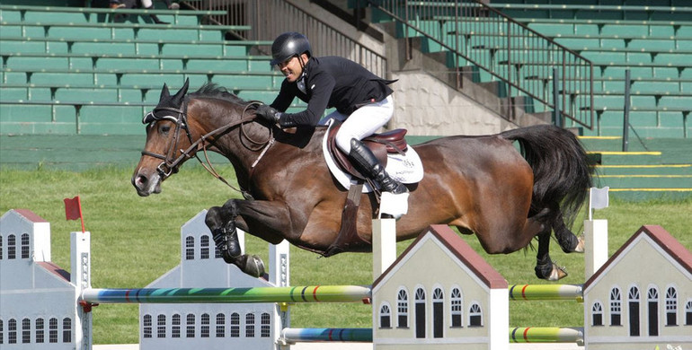 Kent Farrington celebrates his fourth victory of the 2019 Spruce Meadows Summer Series