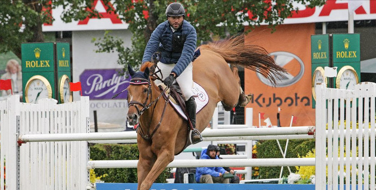Rainy weather doesn't slow down Patricio Pasquel at day two  of the Spruce Meadows 'North American' CSI5* presented by Rolex