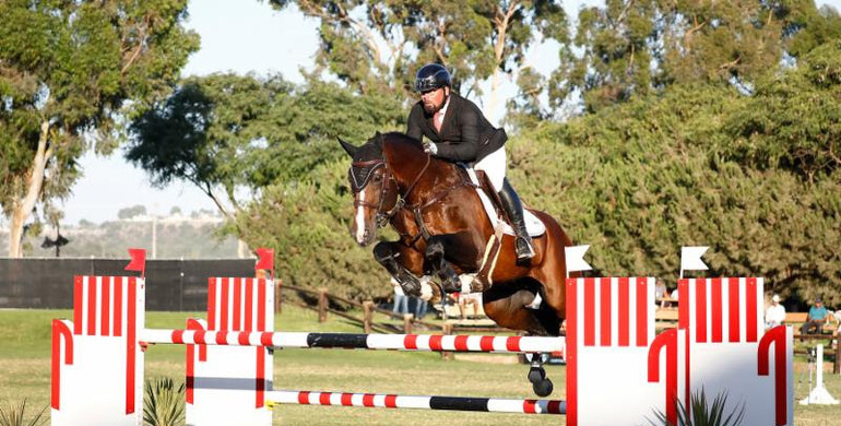 Guy Thomas leads the victory gallops in the FEI CSI2* Silver Tour highlight event