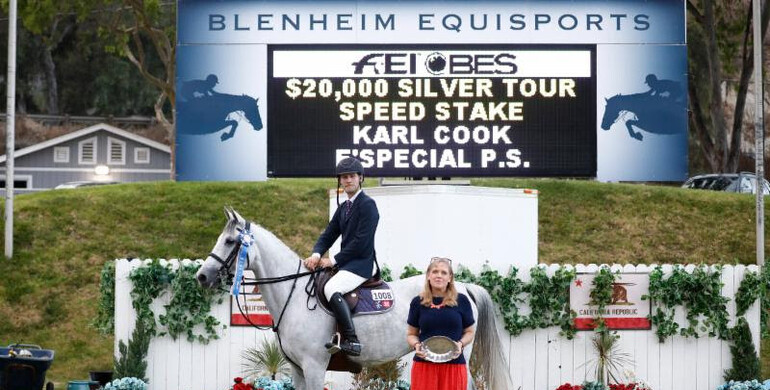 Karl Cook wins the Silver Tour Speed Stake at Del Mar Horse Park