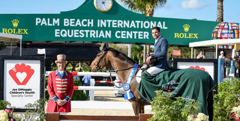 Daniel Bluman races to first in the Joe DiMaggio Children's Health Specialty Center 1.50m qualifier