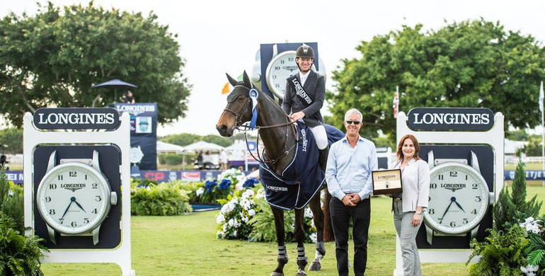 McLain Ward and Noche de Ronda earn a Valentine’s Day victory in the $213,300 Longines Grand Prix CSIO5* at Deeridge Farms