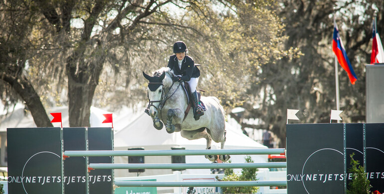Chloe Reid wins the $36,600 Live Oak International CSI3* Longines World Ranking Table A speed class